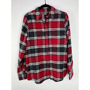 Natural Reflections Womens Red & Black Plaid Flannel Button-Up Shirt Size S
